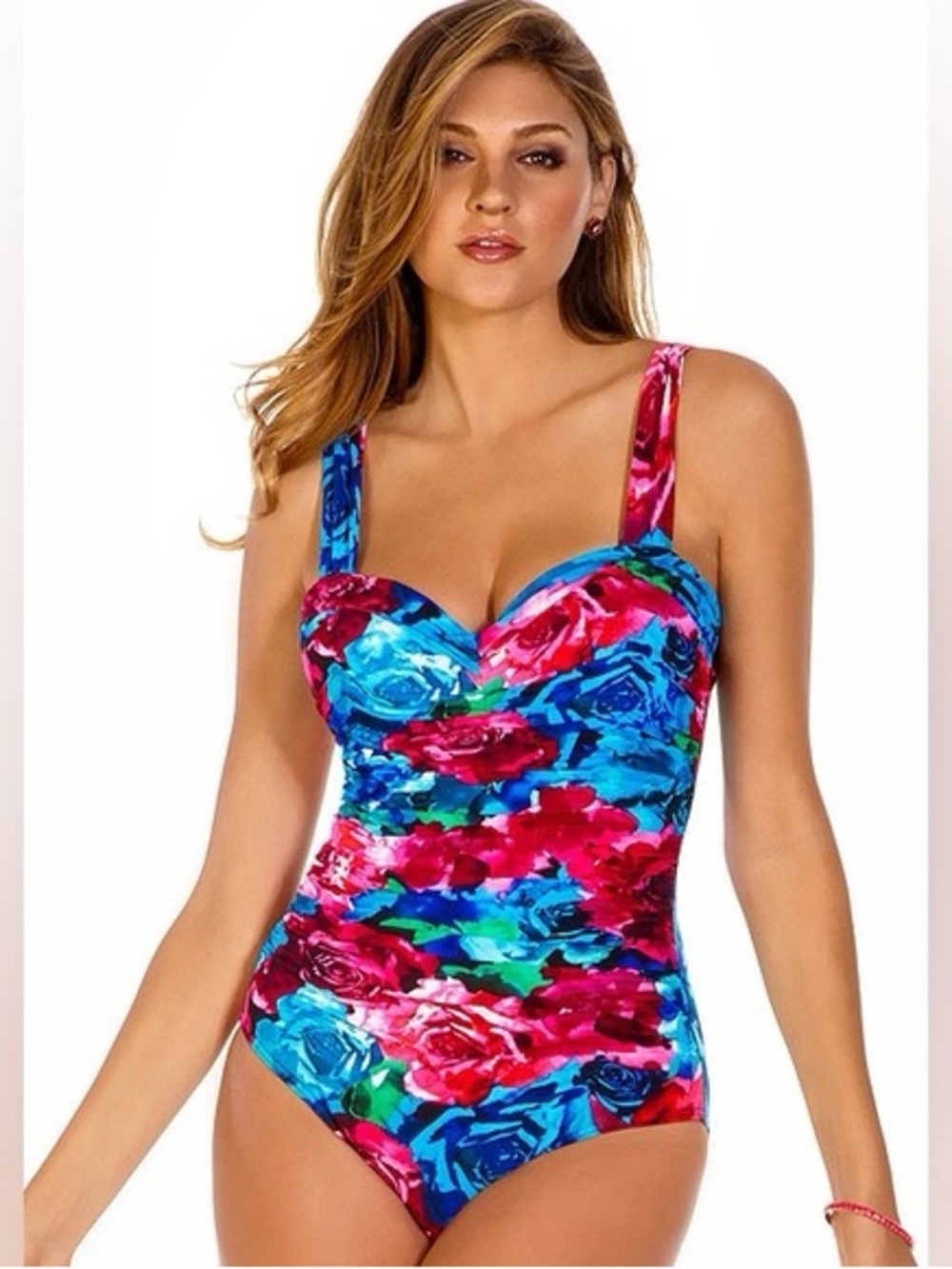 Miraclesuit Aspen Floral Print Tummy Control One Piece Swimsuit Size 18